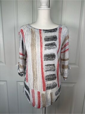 Nic+Zoe tunic top hand painted abstract brushstroke Chevron Bohemian